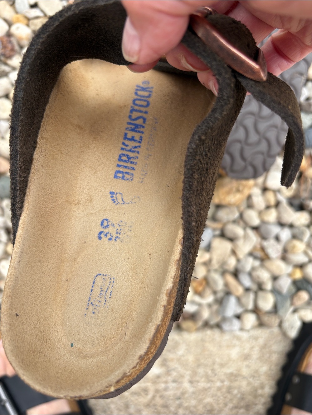Birkenstock Brown Suede Two-Strap Sandals with Buckles - Picture 4 of 6
